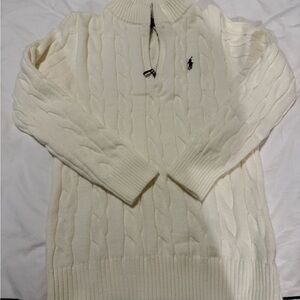 Ralph Lauren Cream Cable Knit Zip Up Sweater
